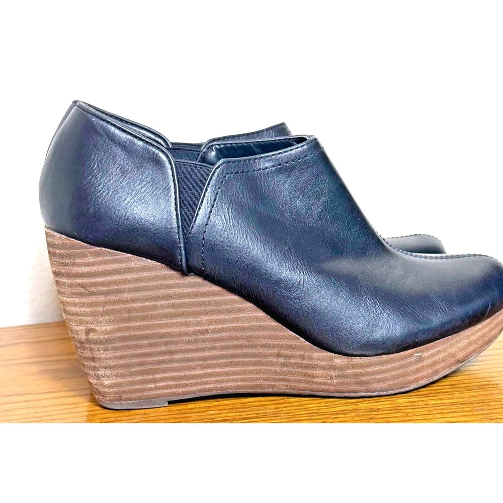 Dr Scholls Black Harlow Wedge‎ Slip On Ankle Bootie Shoes Size 9